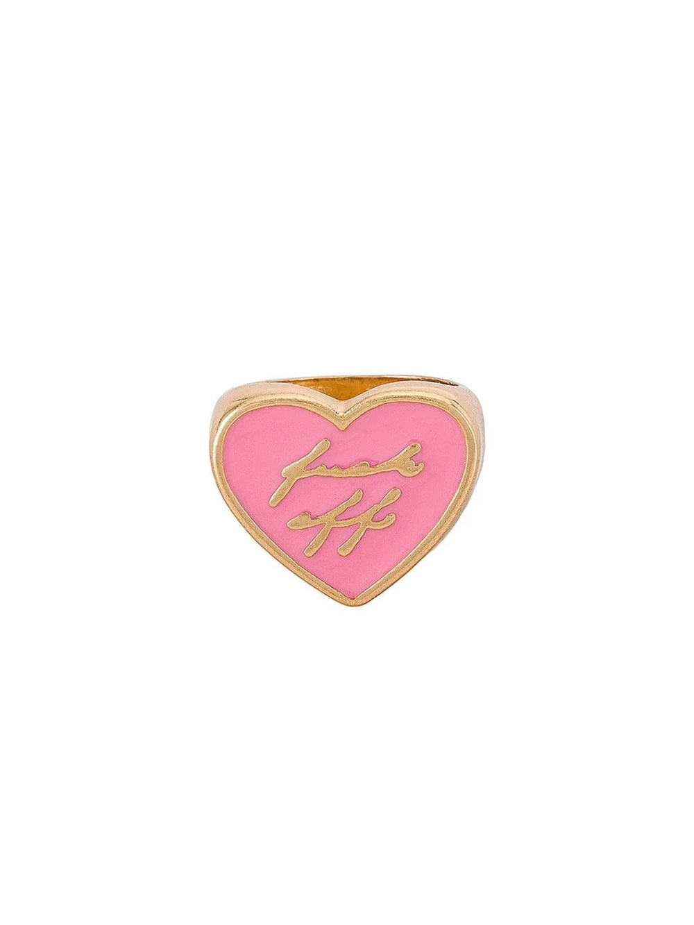 8 Other Reasons Gold-Tone Pink Heart Enamel Ring, Size 7